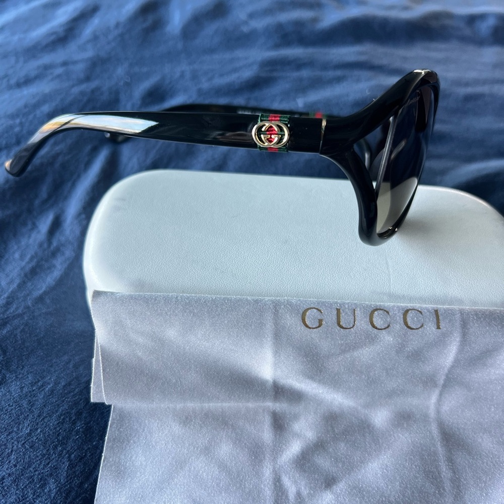 Gucci Black Gradient square Sunglasses monogram wrap sun beach eyewear pool cat - Picture 4 of 9